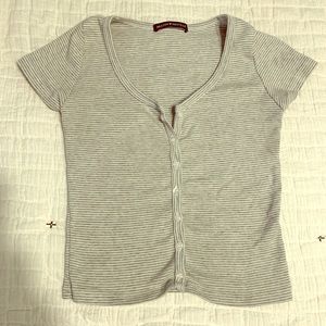 Grey and white striped brandy melville crop top :)